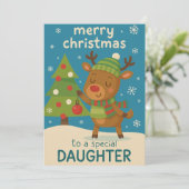 Kerstkaart met rendier voor dochter (Staand voorkant)