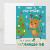 Kerstkaart met rendier voor kleindochter (Voorkant / Achterkant)