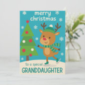 Kerstkaart met rendier voor kleindochter (Staand voorkant)