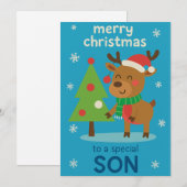 Kerstkaart met rendier voor zoon (Voorkant / Achterkant)
