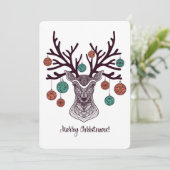 Kerstkaart met rendieren (Staand voorkant)