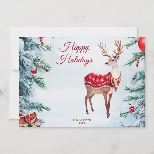 Kerstkaart met rendieren (Voorkant)