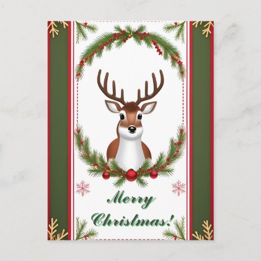 Kerstkaart met rendieren briefkaart (Voorkant)