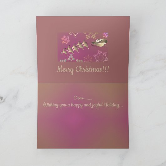 Kerstkaart met rendieren en sneeuwvlokken kaart (Binnen)