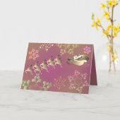 Kerstkaart met rendieren en sneeuwvlokken kaart (Gele Bloem)