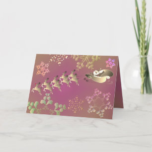 Kerstkaart met rendieren en sneeuwvlokken kaart