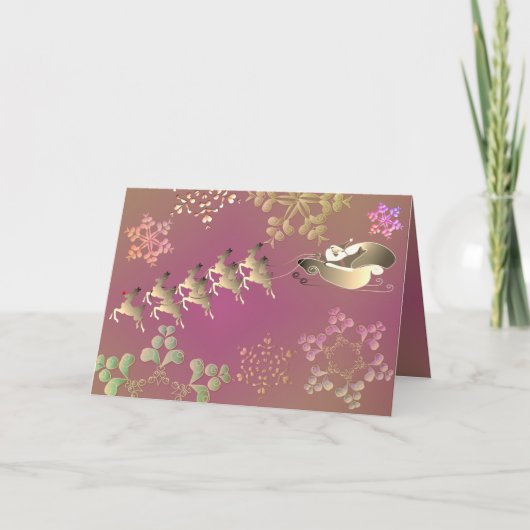 Kerstkaart met rendieren en sneeuwvlokken kaart (Voorkant)