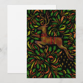 Kerstkaart met rendieren in folk art-stijl (Voorkant / Achterkant)