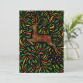Kerstkaart met rendieren in folk art-stijl (Staand voorkant)