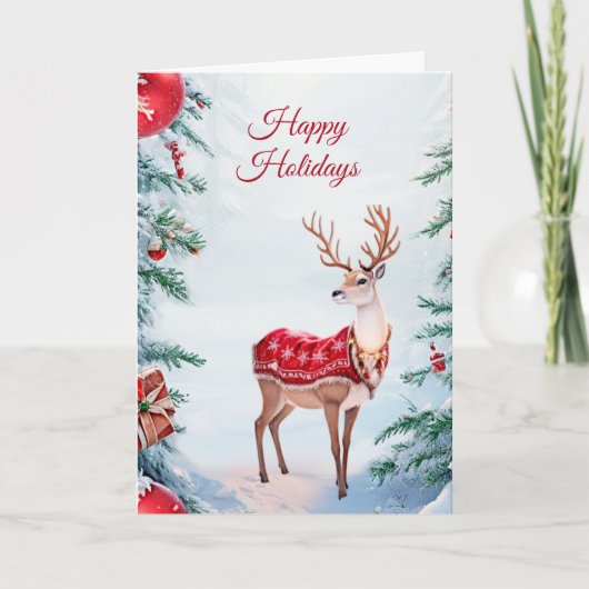 Kerstkaart met rendieren kaart (Voorkant)