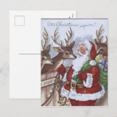 Kerstkaart met rendieren van de Kerstman uit groot Feestdagenkaart (Voorkant / Achterkant)