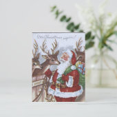 Kerstkaart met rendieren van kerstman uit grootmoe feestdagenkaart (Staand voorkant)