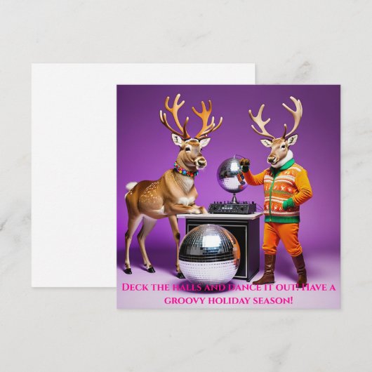Kerstkaart met Rendierendansfeest (Voorkant / Achterkant)