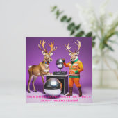 Kerstkaart met Rendierendansfeest (Staand voorkant)