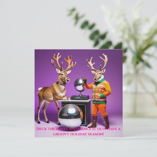 Kerstkaart met Rendierendansfeest (Staand voorkant)
