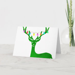 KERSTKAART met rendiergewei verlichting Bedankkaart