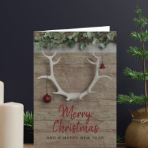 Kerstkaart met rendiergewei zonder foto