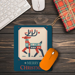 Kerstkaart met rendierillustratie ontwerp muismat