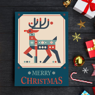Kerstkaart met rendierillustratie ontwerp poster