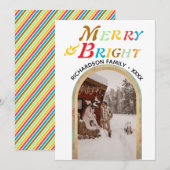 Kerstkaart met Retro Kleurrijke Vormgeving 'Merry (Voorkant / Achterkant)