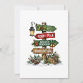 Kerstkaart met richtingbord naar de Noordpool (Voorkant)