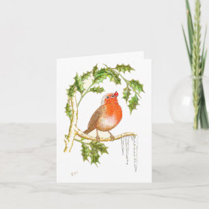 kerstkaart met Robin Feestdagen Kaart