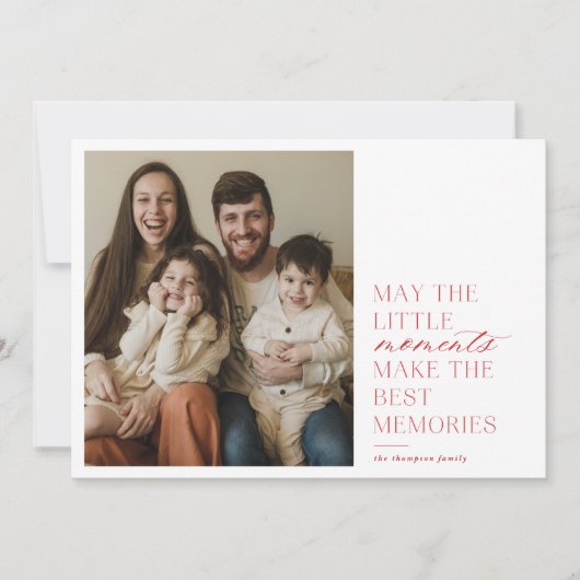 Kerstkaart met rode afbeelding voor herinneringen (Voorkant)