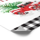 kerstkaart met rode Baby shower voor vrachtwagens  Poster (Hoek)