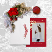 Kerstkaart met rode folie 'Joy to the World'