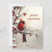Kerstkaart met Rode Kardinaal (Achterkant)