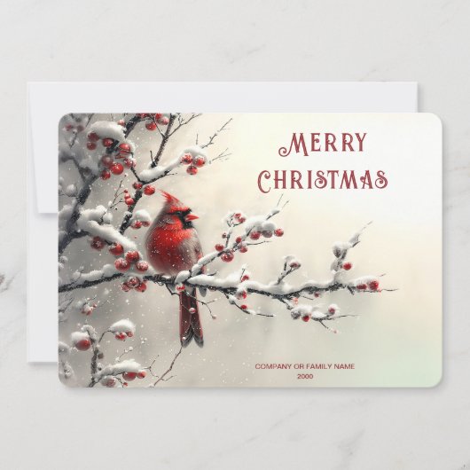 Kerstkaart met Rode Kardinaal (Voorkant)