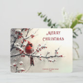 Kerstkaart met Rode Kardinaal (Staand voorkant)