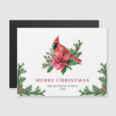 Kerstkaart met rode kardinaal magnetisch (Voorkant / Achterkant)