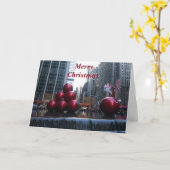 Kerstkaart met rode kerstballen in NYC Kaart (Gele Bloem)