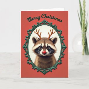 Kerstkaart met Rode Neus Wezen Kaart