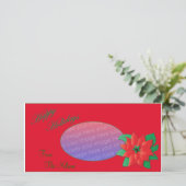 Kerstkaart met rode poinsettia (Staand voorkant)