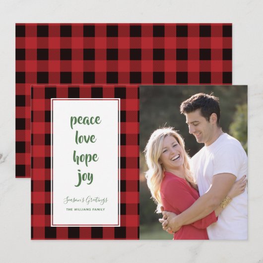 Kerstkaart met rode ruit (Voorkant / Achterkant)