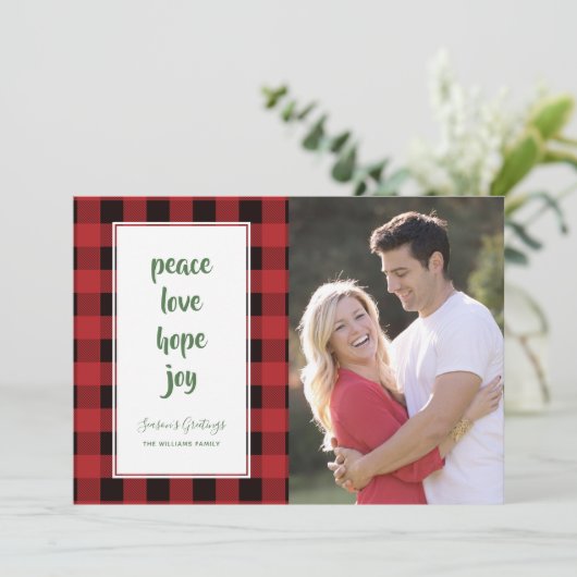 Kerstkaart met rode ruit (Staand voorkant)