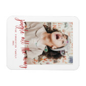 Kerstkaart met rode schrift Jingle All The Way Magneet (Horizontaal)