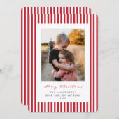 Kerstkaart met rode strepen en foto (Voorkant / Achterkant)