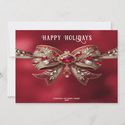 Kerstkaart met rode strik (Voorkant)