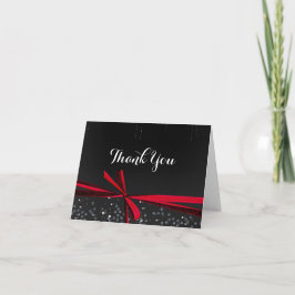 Kerstkaart met rode strik en glitters voor feestel feestdagen kaart