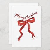 Kerstkaart met rode strik kaart (Voorkant / Achterkant)