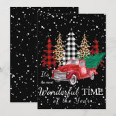 Kerstkaart met rode vrachtwagen (Voorkant / Achterkant)