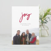 Kerstkaart met rode vrolijkheid foto (Staand voorkant)