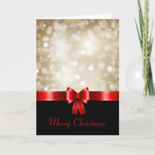 kerstkaart met rood lint feestdagen kaart