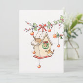 Kerstkaart met roodborstje kaart (Staand voorkant)