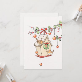 Kerstkaart met roodborstje kaart