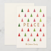 Kerstkaart met roze en groene bomen (Voorkant / Achterkant)