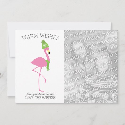 Kerstkaart met Roze Flamingo (Voorkant)